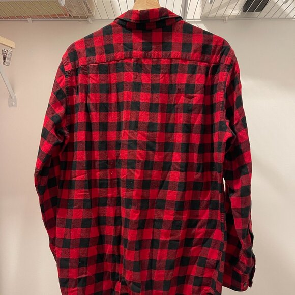 UNIQLO Men's Buffalo Check Flannel Shirt - Red/Black - Size L - Picture 2 of 9